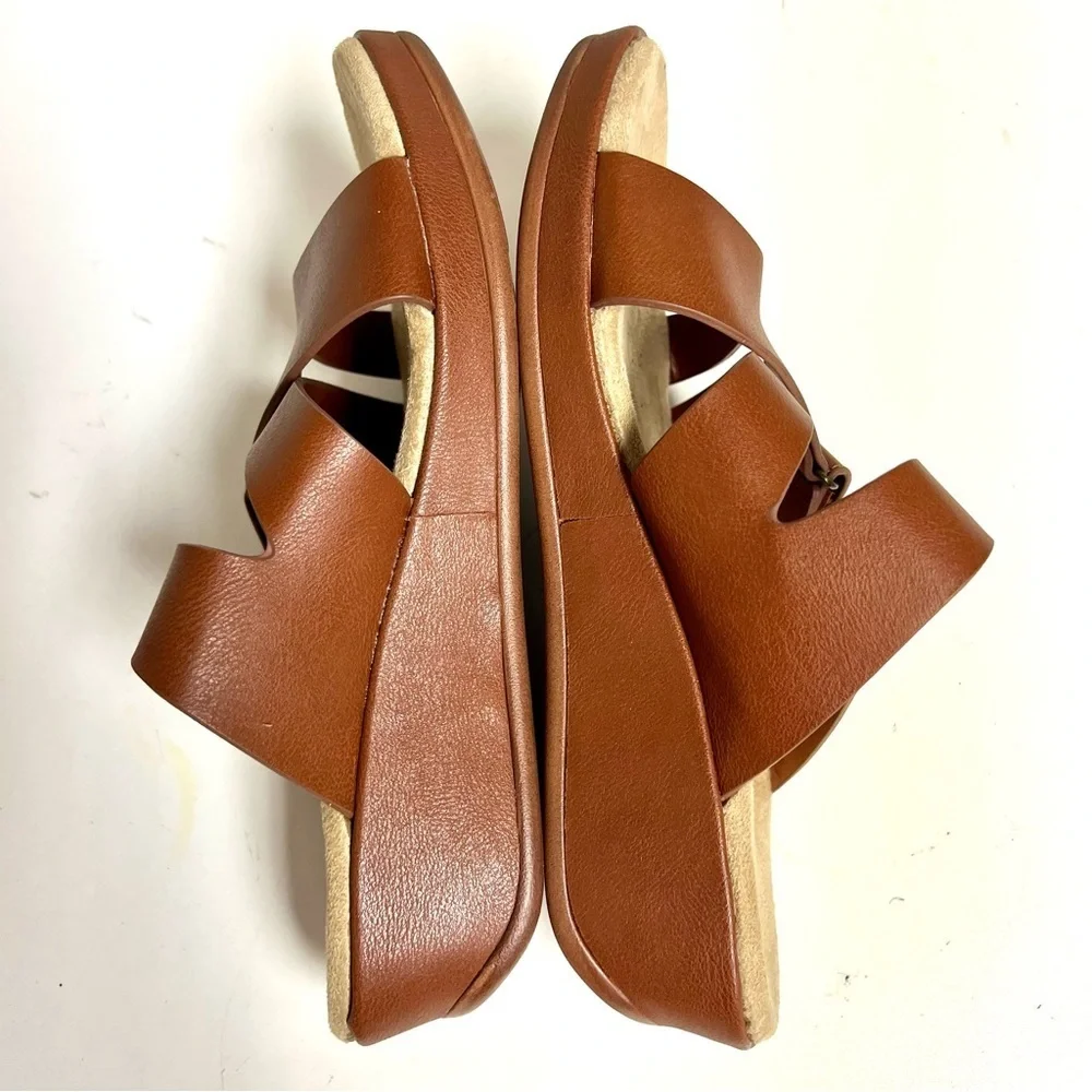 Easy Street Women's Koda Wedge Sandal brown minimalist preppy casual comfy 7M